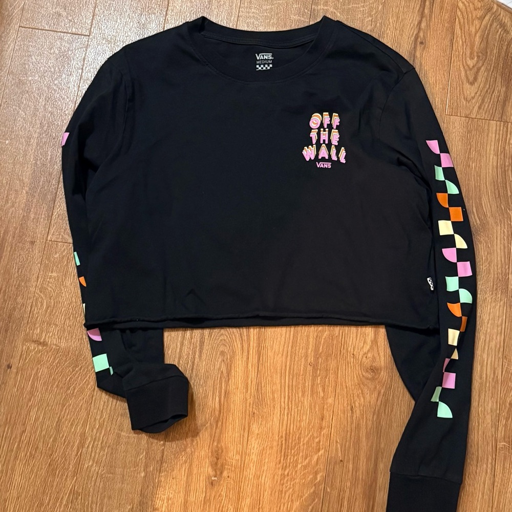 Vans Cropped Black Long Sleeve with Colorful Graphics